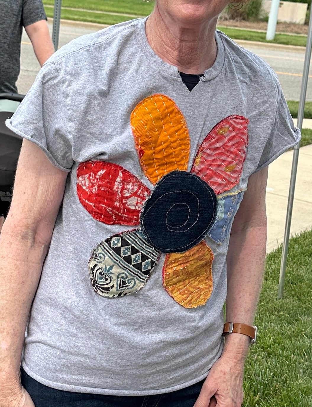 multi colored flower shirt